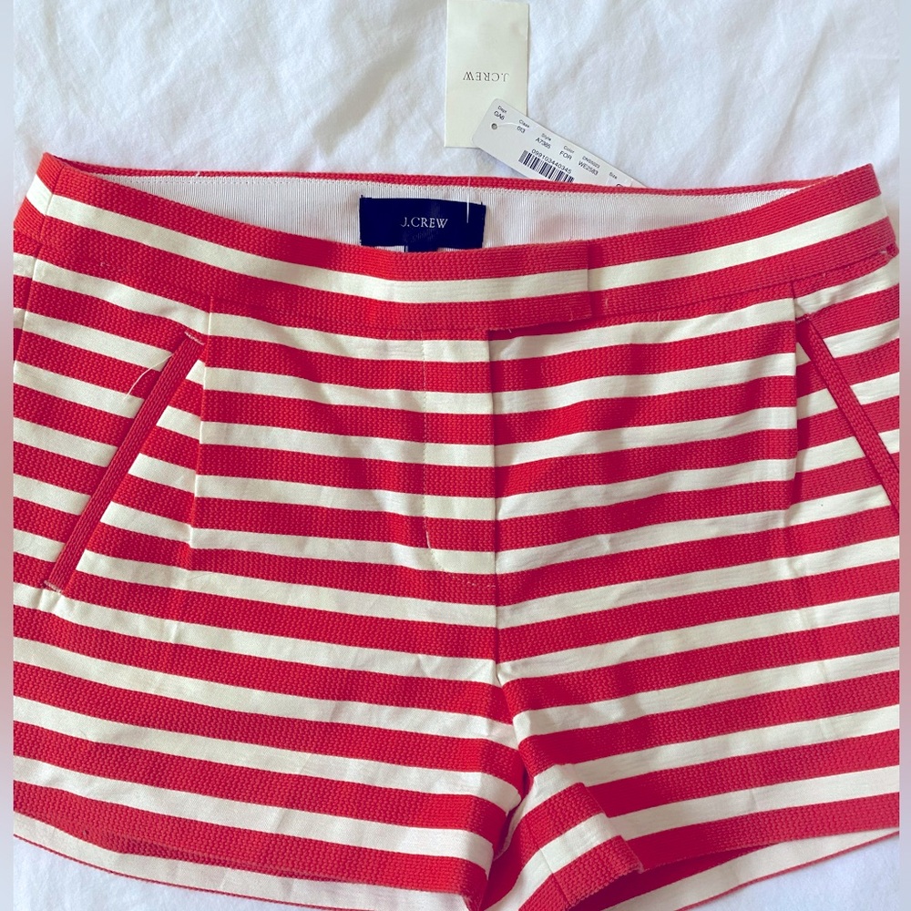 New with tags j crew shorts. Striped coral/orange color. Originally 69.50.